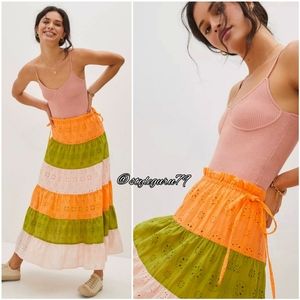 NWT, Anthropologie, FANTINE Multicolored MAXI SKIRT